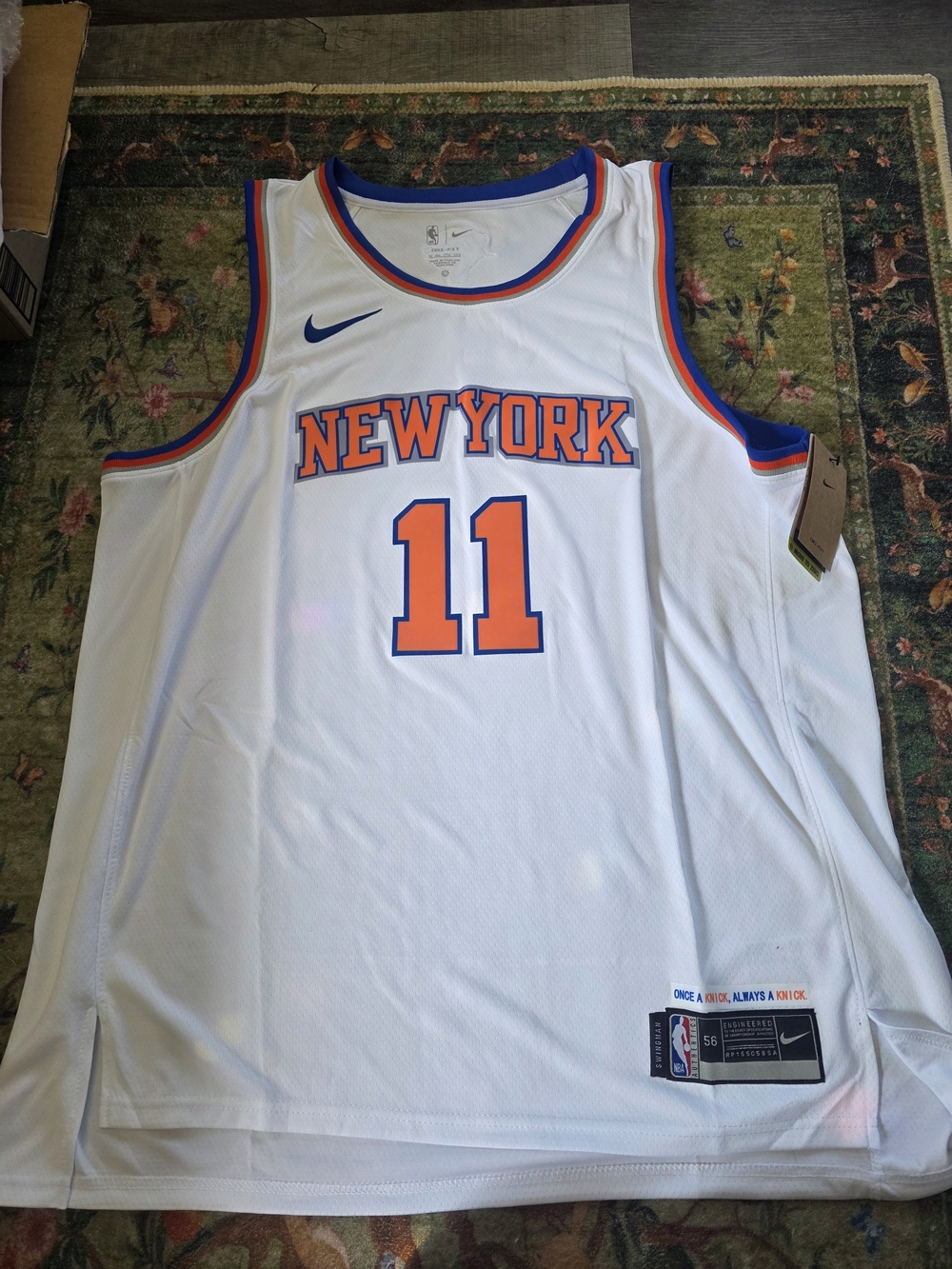 NBA New York Knicks White Orange and Blue #11 Jersey